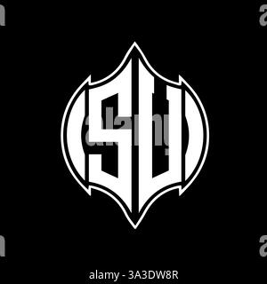 SU Unique modern flat abstract geometric initials vector letter logo design. Stock Vector