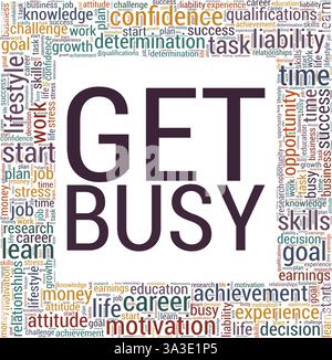Get Busy vector illustration word cloud isolated on a white background ...
