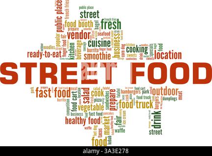 Street Food vector illustration word cloud isolated on a white background. Stock Vector