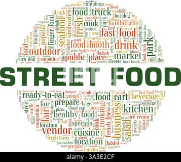 Street Food vector illustration word cloud isolated on a white background. Stock Vector