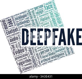 Deepfake vector illustration word cloud isolated on white background. Stock Vector