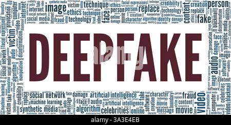 Deepfake vector illustration word cloud isolated on white background. Stock Vector