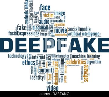 Deepfake vector illustration word cloud isolated on white background. Stock Vector