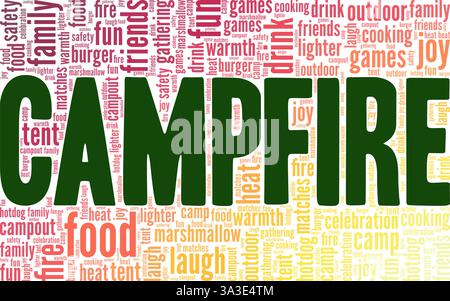 Campfire vector illustration word cloud isolated on white background. Stock Vector