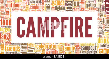 Campfire vector illustration word cloud isolated on white background. Stock Vector