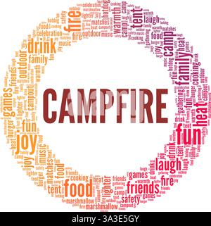 Campfire vector illustration word cloud isolated on white background. Stock Vector