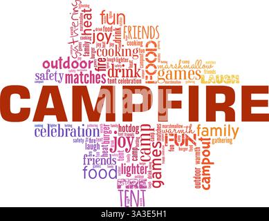 Campfire vector illustration word cloud isolated on white background. Stock Vector