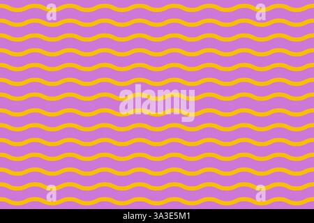 Seamless lilac yellow pattern with waves. Hand drawn trendy flat style wavy pattern. Vector illustration Stock Vector