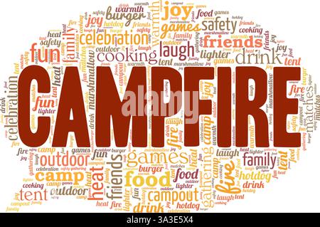 Campfire vector illustration word cloud isolated on white background. Stock Vector