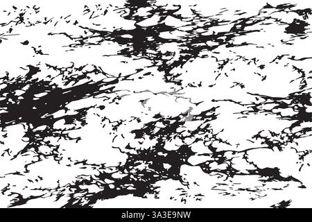 Monochrome Grunge Pattern. Abstract Black and White Texture with Scratched Lines, Spots and Blobs for Web Applications, Banner, Card. Stock Vector