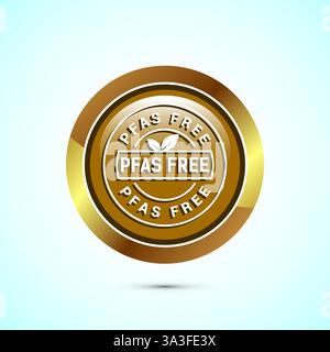 PFAS free icon design illustration, PFAS free label, badge. Proper nutrition. Button design Stock Vector