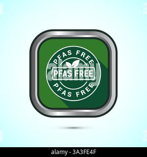 PFAS free icon design illustration, PFAS free label, badge. Proper nutrition. Button design Stock Vector