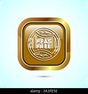 PFAS free icon design illustration, PFAS free label, badge. Proper nutrition. Button design Stock Vector