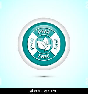 PFAS free icon design illustration, PFAS free label, badge. Proper nutrition. Button design Stock Vector
