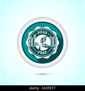 PFAS free icon design illustration, PFAS free label, badge. Proper nutrition. Button design Stock Vector