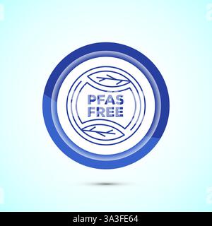 PFAS free icon design illustration, PFAS free label, badge. Proper nutrition. Button design Stock Vector