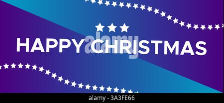 Happy Christmas White Typography on Blue Gradient Background Vector Stock Vector