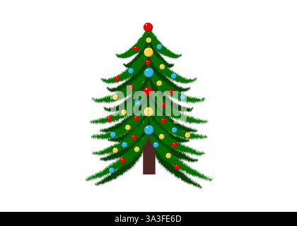 decorated Christmas tree isolated on white Stock Vector