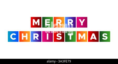 Merry Christmas Letters in Colorful Cubes For Christmas Holiday or Event Celebration Stock Vector