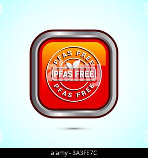 PFAS free icon design illustration, PFAS free label, badge. Proper nutrition. Button design Stock Vector