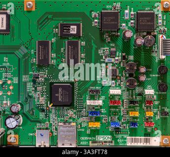 Part of the circuit board in an Epson 3880 printer Stock Photo
