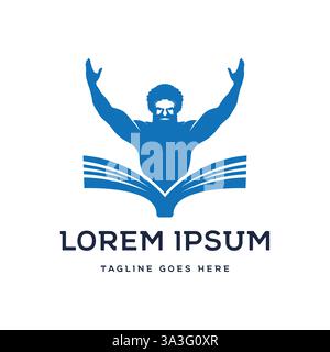 Ancient Philosopher with Book for Education Collage Logo Design Vector Stock Vector