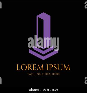 Simple Minimalist Geometric Symmetrical Tall Monument Logo Design Vector Stock Vector