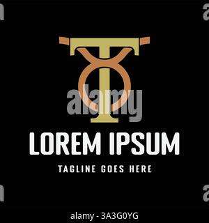 Initial Letter T with Taurus Symbol for Zodiac Horoscope Icon Illustration Logo Design Vector Stock Vector