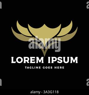 Golden Symmetrical Flower Logo Design Vector Stock Vector