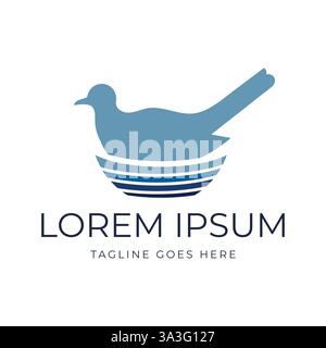 Canary Robin Dove Pigeon Bird Nest Brooding Silhouette Logo Design Vector Stock Vector