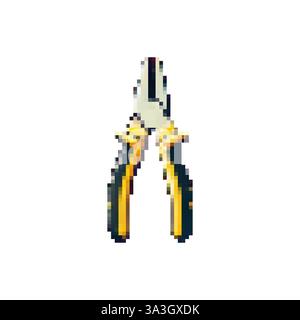 Construction tool pliers. Hand tool pliers. Home repair tool pliers. Multitool vector. Icon in the style of the 80s. Stock Vector