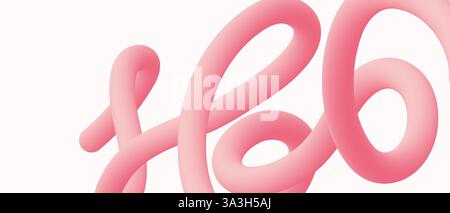 Abstract fluid swirling 3d pink shape, linear fluid spirals banner template, vector illustration Stock Vector