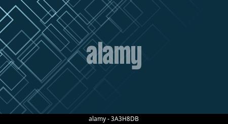 Simple Overlapping Rectangular Frames of Various Sizes, Colored in Shades of Blue - Geometric Shapes Pattern, Texture on Wide Scale Background - Desig Stock Vector