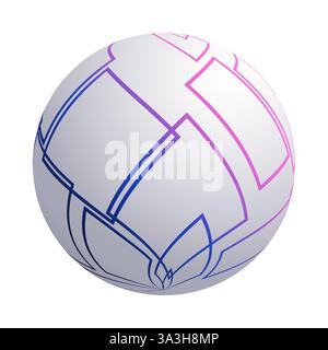 Abstract Purple and Blue Translucent Patterned Lit Globe Clipart Design with Intersecting White Squares, Grid of Overlapping Rectangular Outlines - Ve Stock Vector