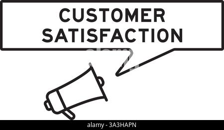Megaphone icon with speech bubble in word customer satisfaction on white background Stock Vector
