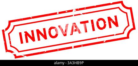 Grunge red innovation word square rubber stamp on white background Stock Vector