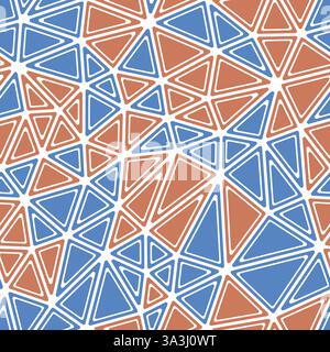 Triangles vector pattern. Rounded solid shapes in frames. Medium triangles size. Multiple colors style. Repeatable pattern. Stylish vector tiles. Stock Vector