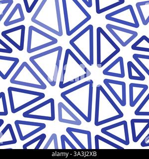 Abstract background with mosaic triangle shapes. Large triangles size. Monotone style. Rounded triangles outlined. Repeatable pattern. Stock Vector