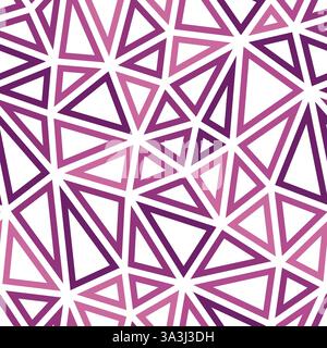 Mosaic triangles shapes background. Large triangles size. Monotone style. Geometric shapes outlined. Repeatable pattern. Magenta Harmony. Stock Vector