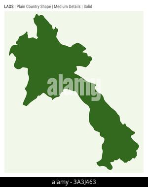 Laos plain country map. Medium details. Solid style. Shape of Laos. Vector illustration. Stock Vector