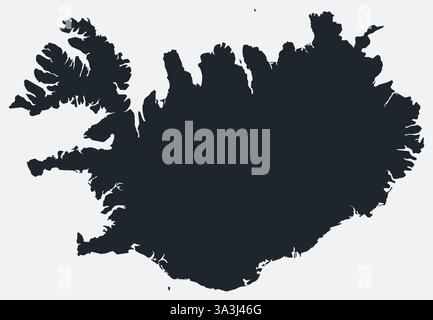 Simple outline map of Iceland, vector silhouette in sketch line style ...