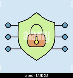 Security shield vector icon. Protection, safety, password security symbol. Concept of internet privacy cyber protection or antivirus. Cybersecurity an Stock Vector