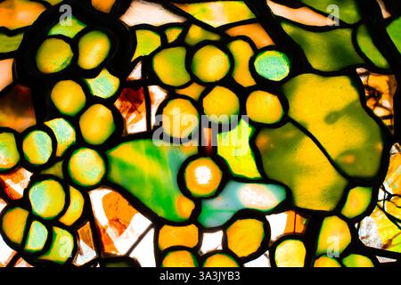 detail of decorative colorful stained glass Stock Photo