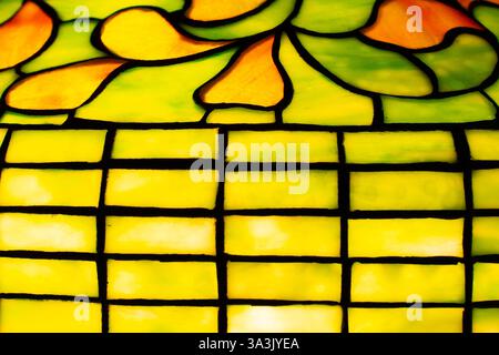 detail of decorative colorful stained glass Stock Photo