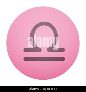 Libra zodiac icon . Scale symbol in a pink circle design. Stock Vector