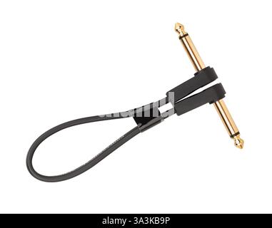 electric guitar pedal patch cable path isolated on white Stock Photo