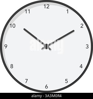 Realistic modern minimalist style wall clock with hands pointing at ten and two in flat design vector Stock Vector