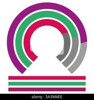 Ring chart icon. Colorful circle symbol. Data segment image. Vector pie illustration. Stock Vector
