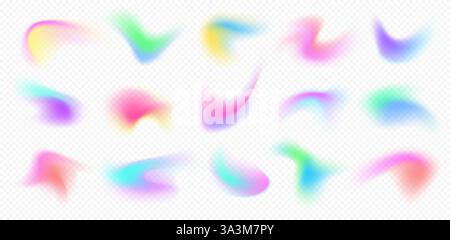Colorful blurry gradient shapes, abstract light fluid mesh, soft colors in various forms. Stock Vector