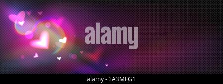 Glowing heart shapes on transparent background. Colorful floating love symbol with lens flare effect. Romantic decorative png element for Valentine ca Stock Vector